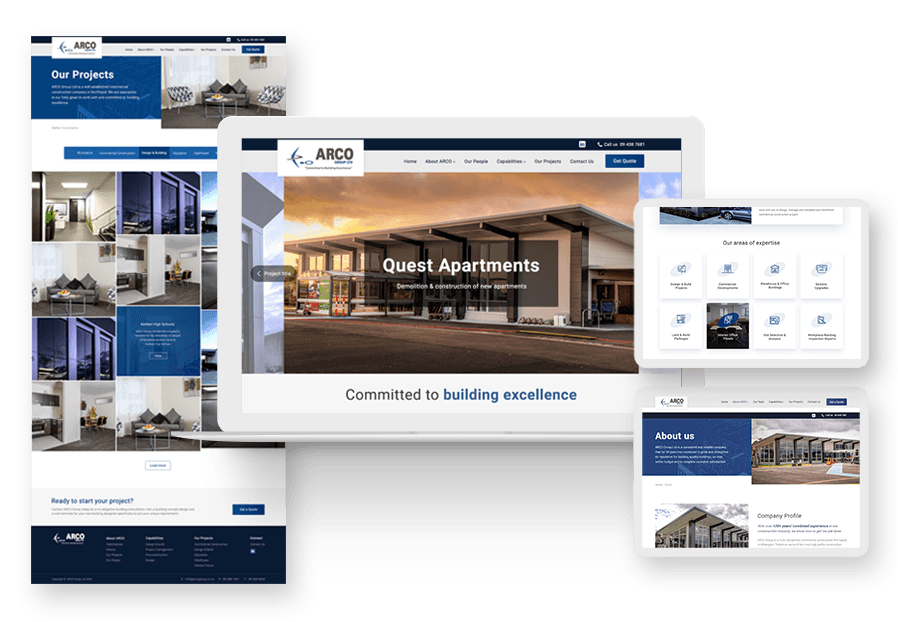 Werfassolunga created the website for construction company ARCO to present their services